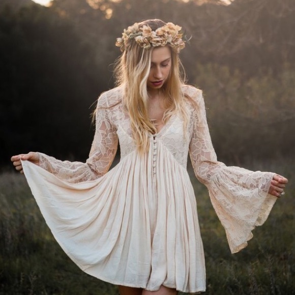 Free People Dresses & Skirts - Free People With Love Babydoll Lace Dress Cream XS